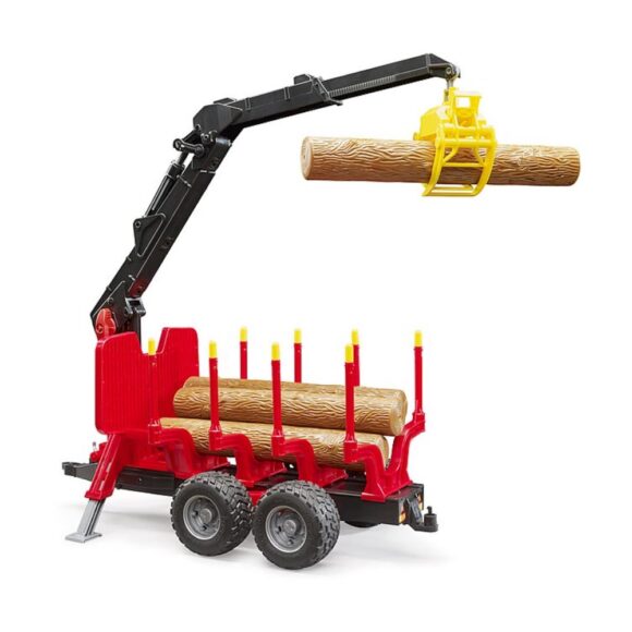 Bruder Remorque forestière avec grue de chargement et troncs d'arbre - BDR02252 – Image 3