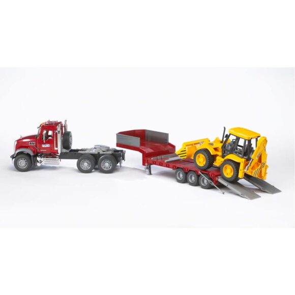 Bruder Remorque surbaissée MACK Granite et JCB 4CX - BDR02813 – Image 3