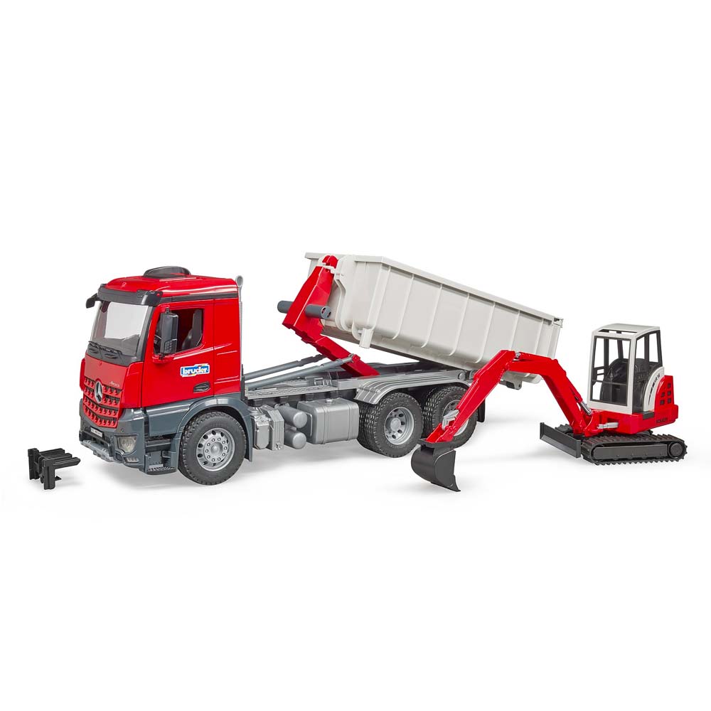 Bruder 03624 Camion MB Arocs avec benne amovible et excavatrice