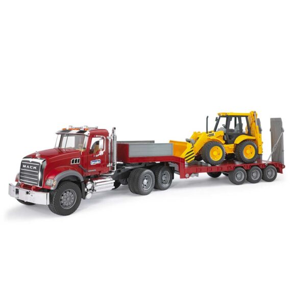 Bruder Remorque surbaissée MACK Granite et JCB 4CX - BDR02813 – Image 2