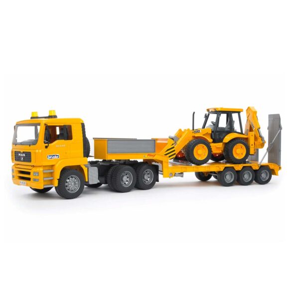 BDR02776 Bruder - Remorque surbaissée MAN TGA avec chargeuse-pelleteuse JCB 4CX