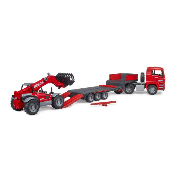 Bruder Remorque surbaissée MAN TGA avec Manitou télescopique - BDR02774 – Image 5