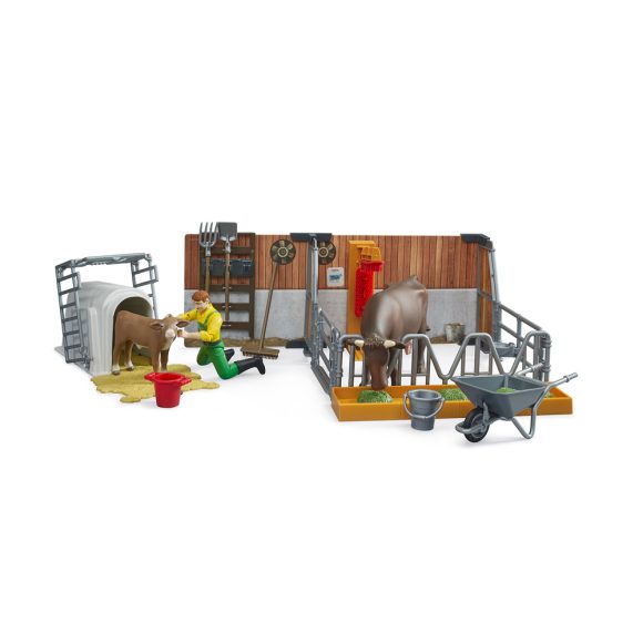 62611 Bruder vache veau et étable