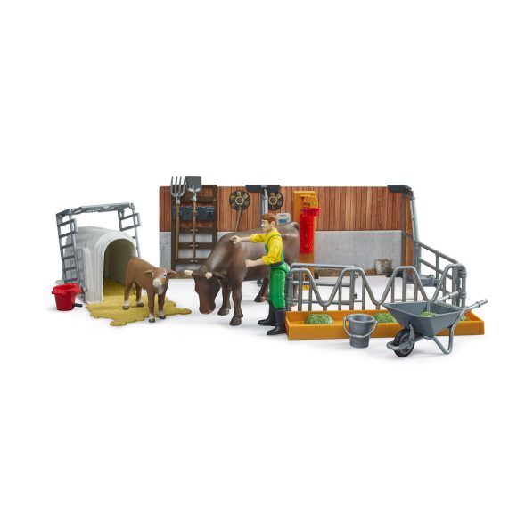 62611 Bruder vache veau et étable