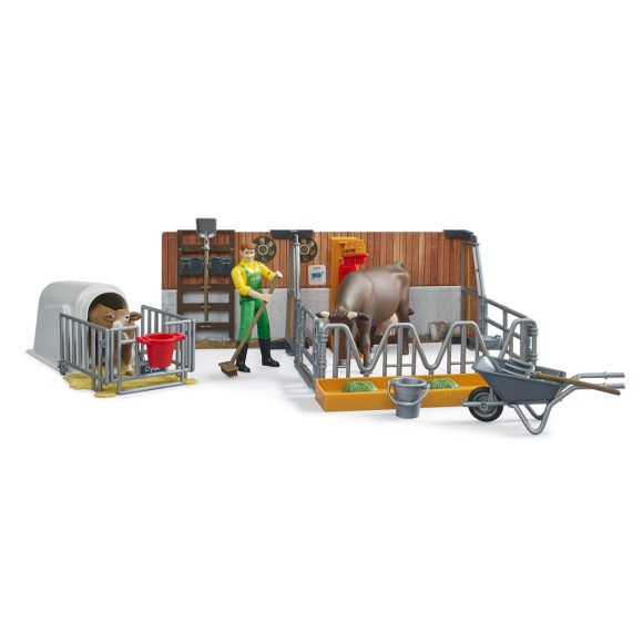 62611 Bruder vache veau et étable