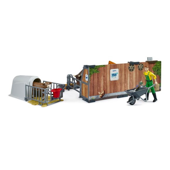 62611 Bruder vache veau et étable