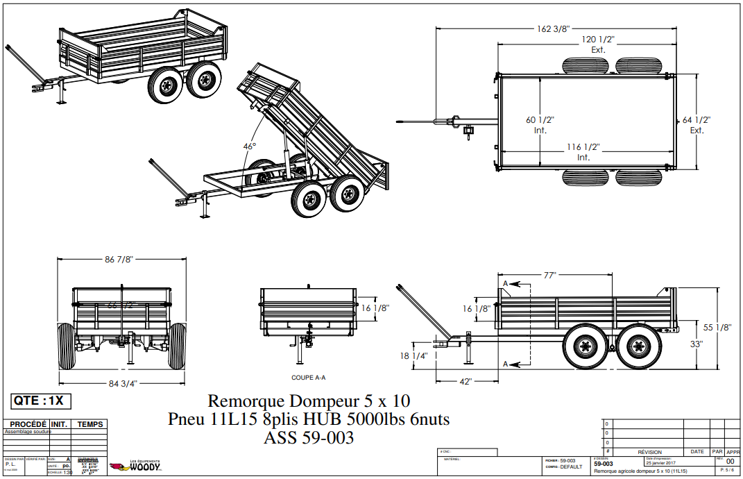 Remorque basculante Woody 510 spec