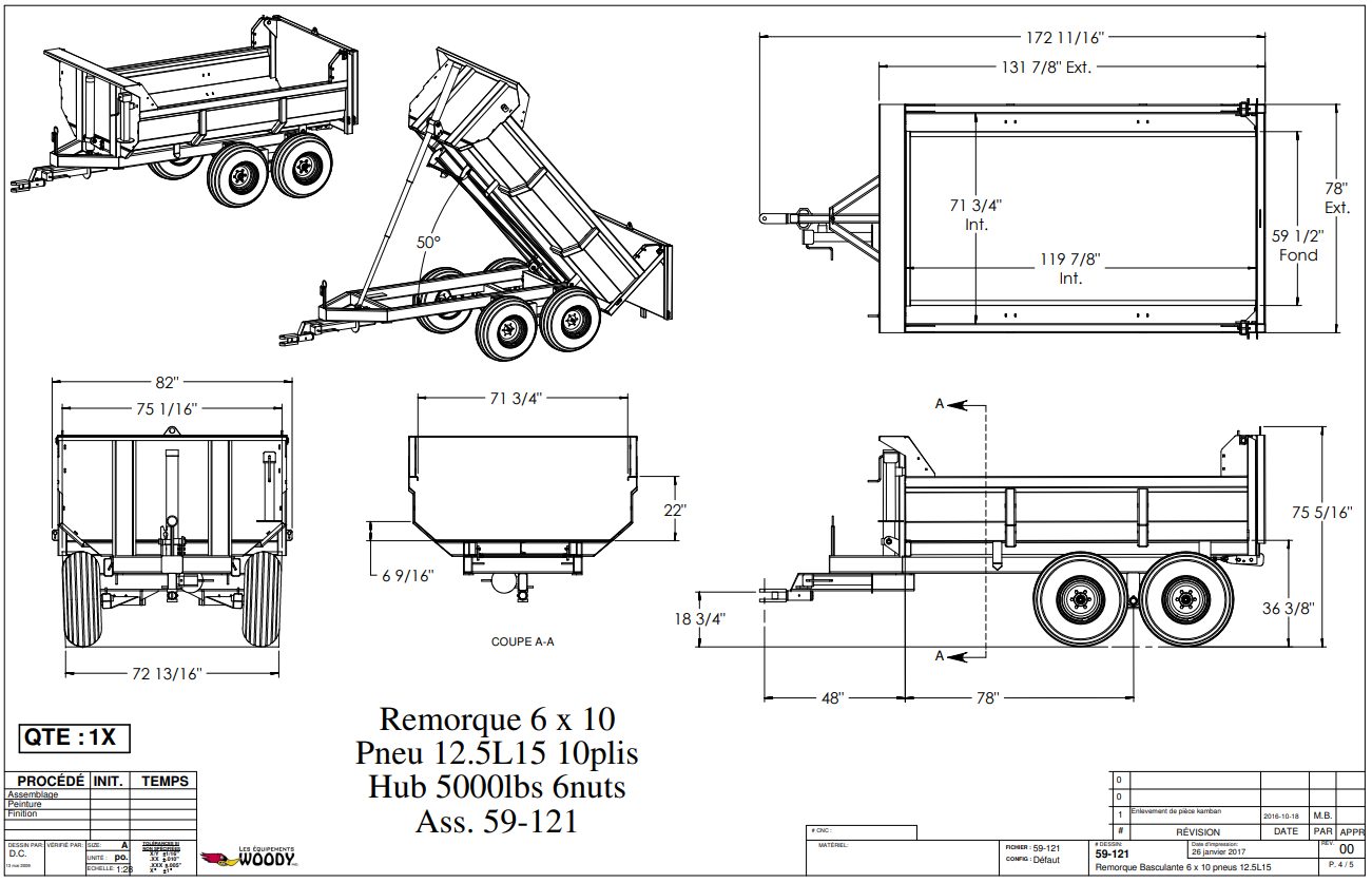 Woody remorque V 610 spécifications