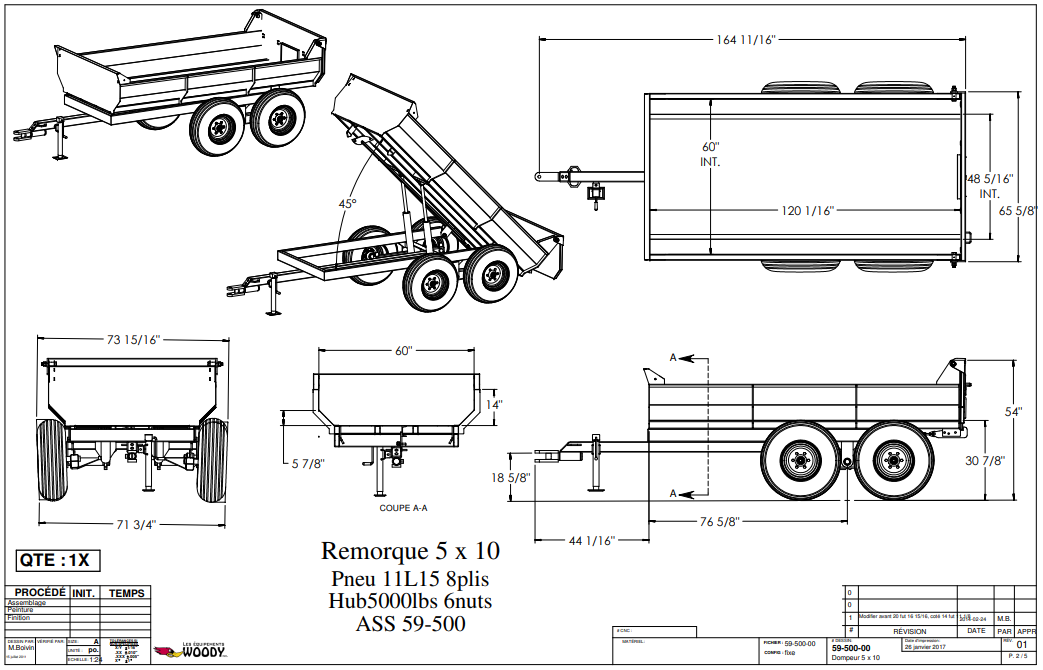 Remorque basculante Woody V 510