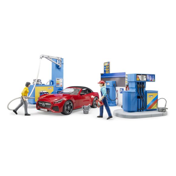 Bruder 62611 Station service bworld avec véhicule et station de lavage